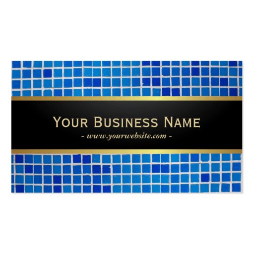 Blue Mosaic Background Dark Business Card (front side)