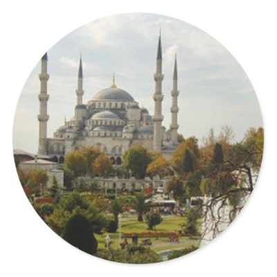 Blue Mosque Round Sticker