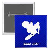 Blue Motocross Whip Pinback Button