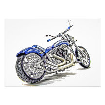 Blue Motorcycle HDR Custom Invites