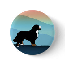 Blue Mountain Bernese Dog Pinback Button