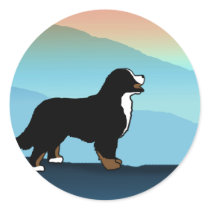 Blue Mountain Bernese Dog Round Sticker