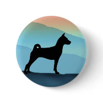 Blue Mountains Basenji Pinback Button