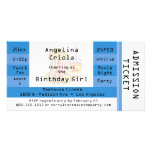 Blue Movie Night Party Admission Ticket Invite Customized Photo Card