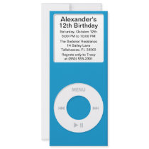 Blue MP3 Player iParty Birthday Party Personalized Announcements