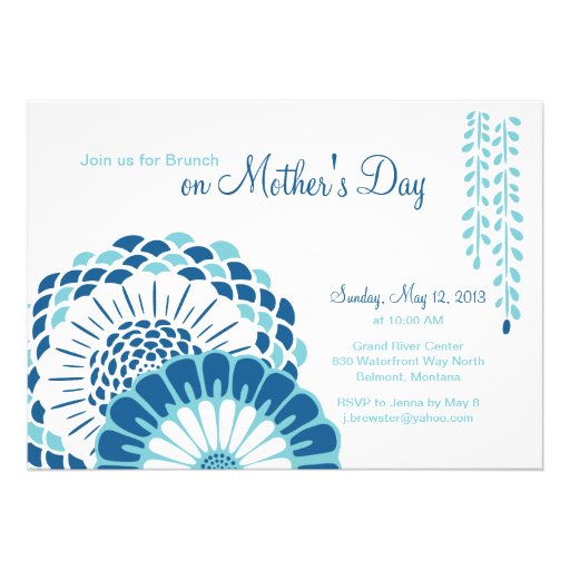 Blue Mum's Day 5x7 Invitations
