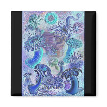 Blue Mushrooms magnets by MyOtherPlanet Blue Mushrooms magnets