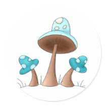 Blue Mushrooms Round Sticker