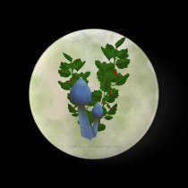 Blue Mushrooms with Red Flowers Button buttons