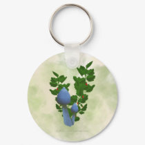 Blue Mushrooms with Red Flowers Keychain