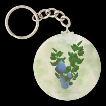 Blue Mushrooms with Red Flowers Keychain