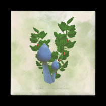 Blue Mushrooms with Red Flowers Magnet magnets