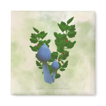 Blue Mushrooms with Red Flowers Magnet by Rockangel1 Blue Mushrooms with Red Flowers Magnet