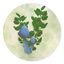 Blue Mushrooms with Red Flowers Stickers by Rockangel1 Blue Mushrooms with Red Flowers Stickers