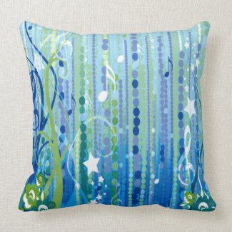 Blue Music Decorative Pillow