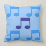 Blue Music Notes Theme Pillow Cushion