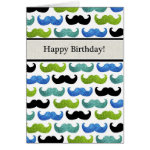 Blue Mustache pattern - Happy Birthday For Him Greeting Cards Blue Mustache pattern - Happy Birthday For Him Greeting Cards