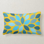 Blue & Mustard Starburst Modern Flower Pillow pillows