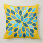 Blue & Mustard Starburst Modern Flower Pillow pillows