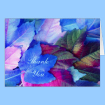 Blue N Pink Leaves - Thank You Card cards