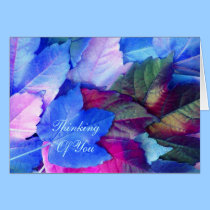 Blue N Pink Leaves - Thinking Of You Card cards