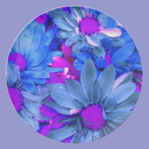 Blue N Purple Daisies Bouquet Plate plates