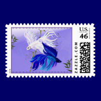 Blue 'n' White Siamese Fighting Fish Postage postage