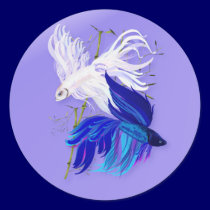Blue 'n' White Siamese Fighting Fish Stickers stickers