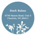Blue nature leaf plant custom name address label sticker