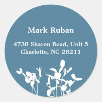 Blue nature leaf plant custom name address label stickers