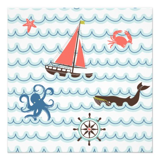 Blue Nautical It's a Boy Baby Shower Invitation