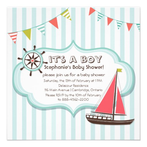 Blue Nautical Party Banner Baby Shower Invitation