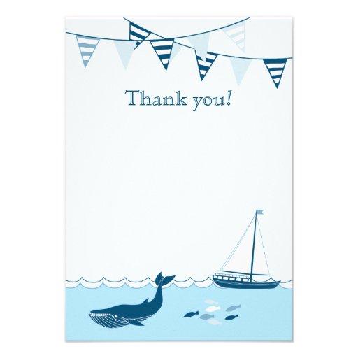 Blue nautical sailboat baby boy shower thank you custom invitation