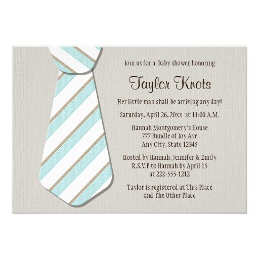 Blue Necktie Little Man Baby Shower Invitations 5quot; X 7quot; Invitation 