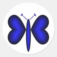 Blue Neon Hearts Butterfly Sticker