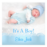 Blue New Baby Boy Anouncement Photo Custom Announcement