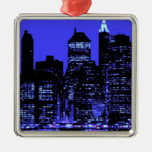 Blue New York City Christmas Tree Ornaments