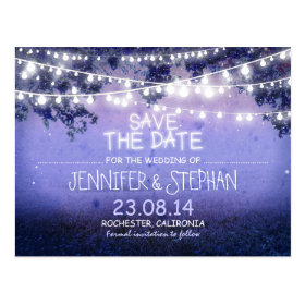 blue night lights romantic save the date post card