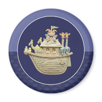 Blue Noah's Ark magnets by Minisculptures Blue Noah's Ark magnets
