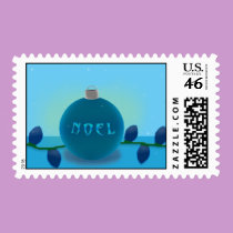 Blue Noel Ornament Postage Stamp