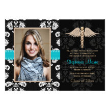 Blue Nurse Graduation Announcements Invitations
