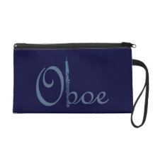Blue Oboe Script Wristlet Clutch