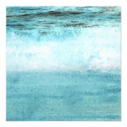 Blue Ocean Waves Beach Wedding Invitations