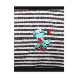 Blue Octopoda black and white red hearts postcard