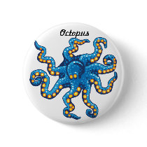 Blue Octopus pin buttons by bebek_ijo Blue Octopus pin buttons
