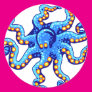 Blue Octopus Round Stickers