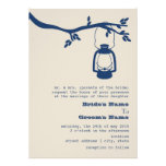 Blue Oil Lantern Wilderness / Camping Wedding Custom Announcements