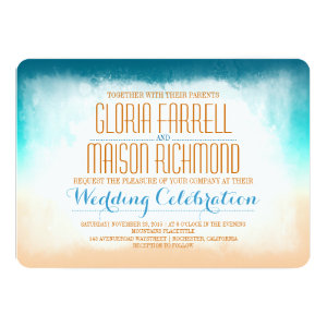 Blue ombre beach wedding invitation 5