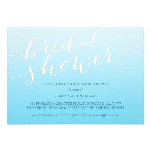 Blue Ombre Bridal Shower Invitations