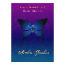 Blue Ombre Butterfly Bridal Shower Invitation